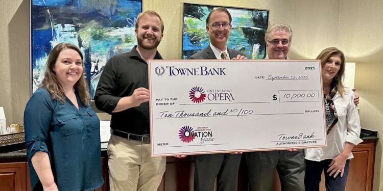 TowneBank Named Presenting Sponsor for Greensboro Opera’s First Annual Ovation Gala
