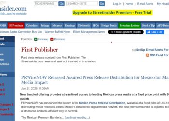 PRWireNOW Launches Press Release on StreetInsider Syndication, Starting lowest on pay per Release with Bulk Options both.