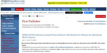 PRWireNOW Launches Press Release on StreetInsider Syndication, Starting lowest on pay per Release with Bulk Options both.