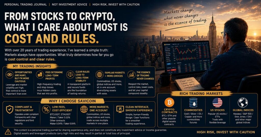 Some Thoughts from a Veteran Stock Trader Moving into Crypto After More Than 20 Years of Trading, What I Care About More Is No Longer Huge Profits, but Costs and Rules